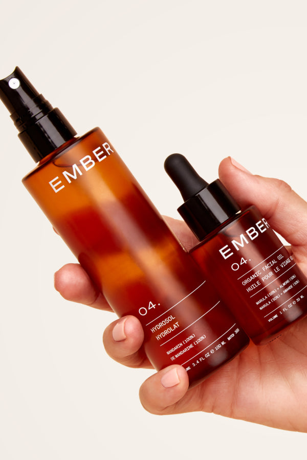 Ember's oil and water duos combine to deliver the maximum amount of nutrients to the skin leaving your skin perfectly balanced, beautiful, and supported. Picture here is our 04/Duo.