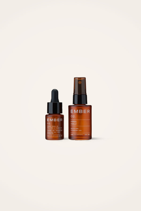 Our 02 / Facial Oil delivers free radical protection (it’s a UV inhibitor) and beneficial antioxidants. When paired with 02 / Rose Otto Hydrosol, the duo works to even skin tone, soothe sensitivities, and calm redness by balancing the skin's barrier.