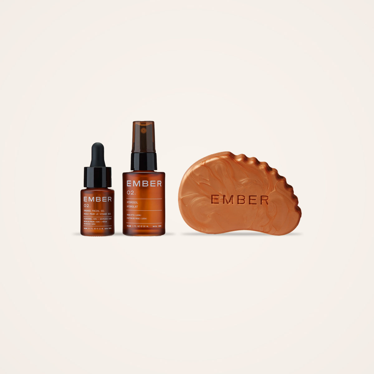 Ember Wellness Daytime Glow Set featuring 02/ Oil + Water Duo, The Sculpt & Glow Bar in bronze