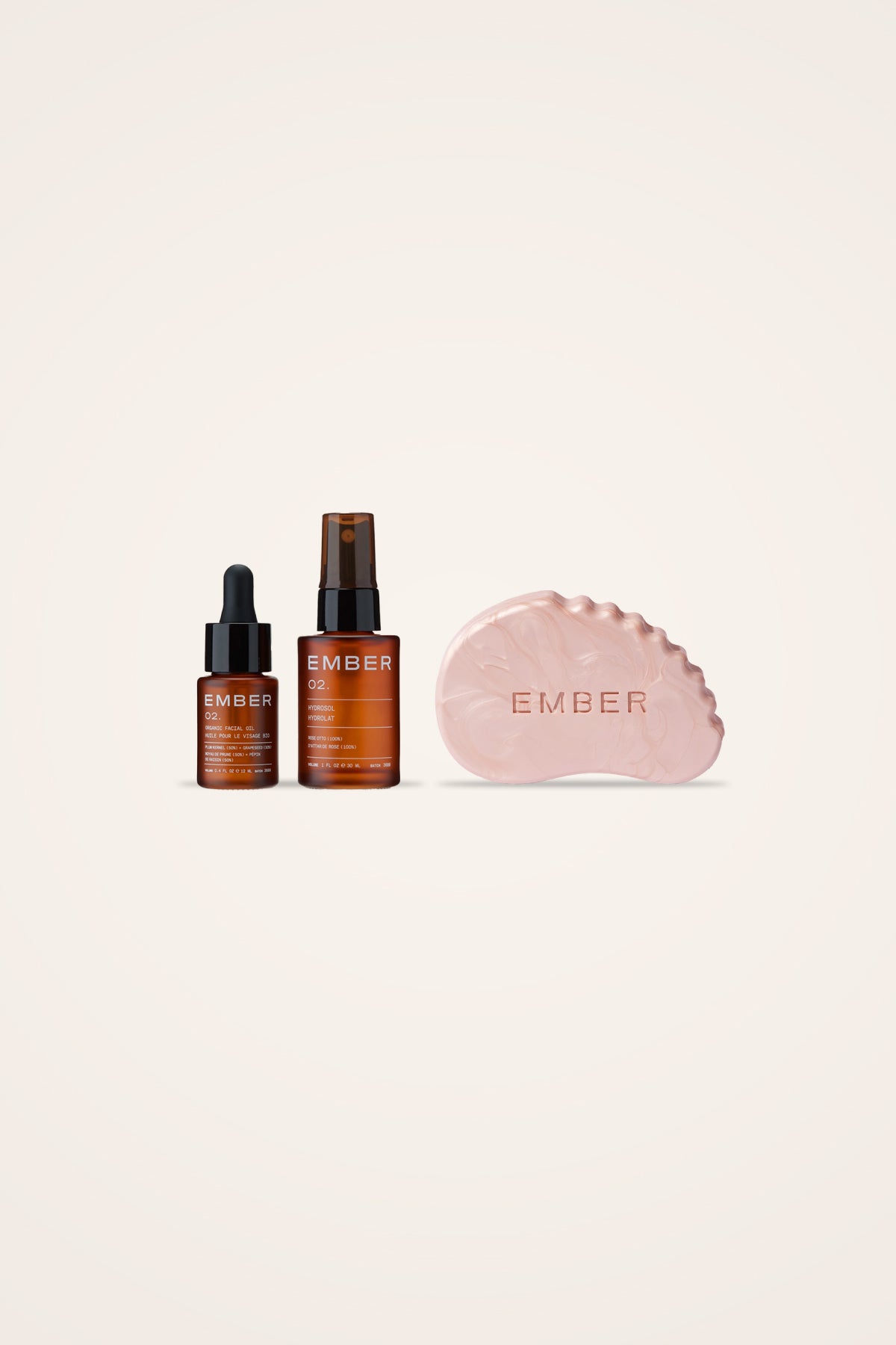 Ember Wellness Daytime Glow Set featuring 02/ Oil + Water Duo, The Sculpt & Glow Bar in quartz