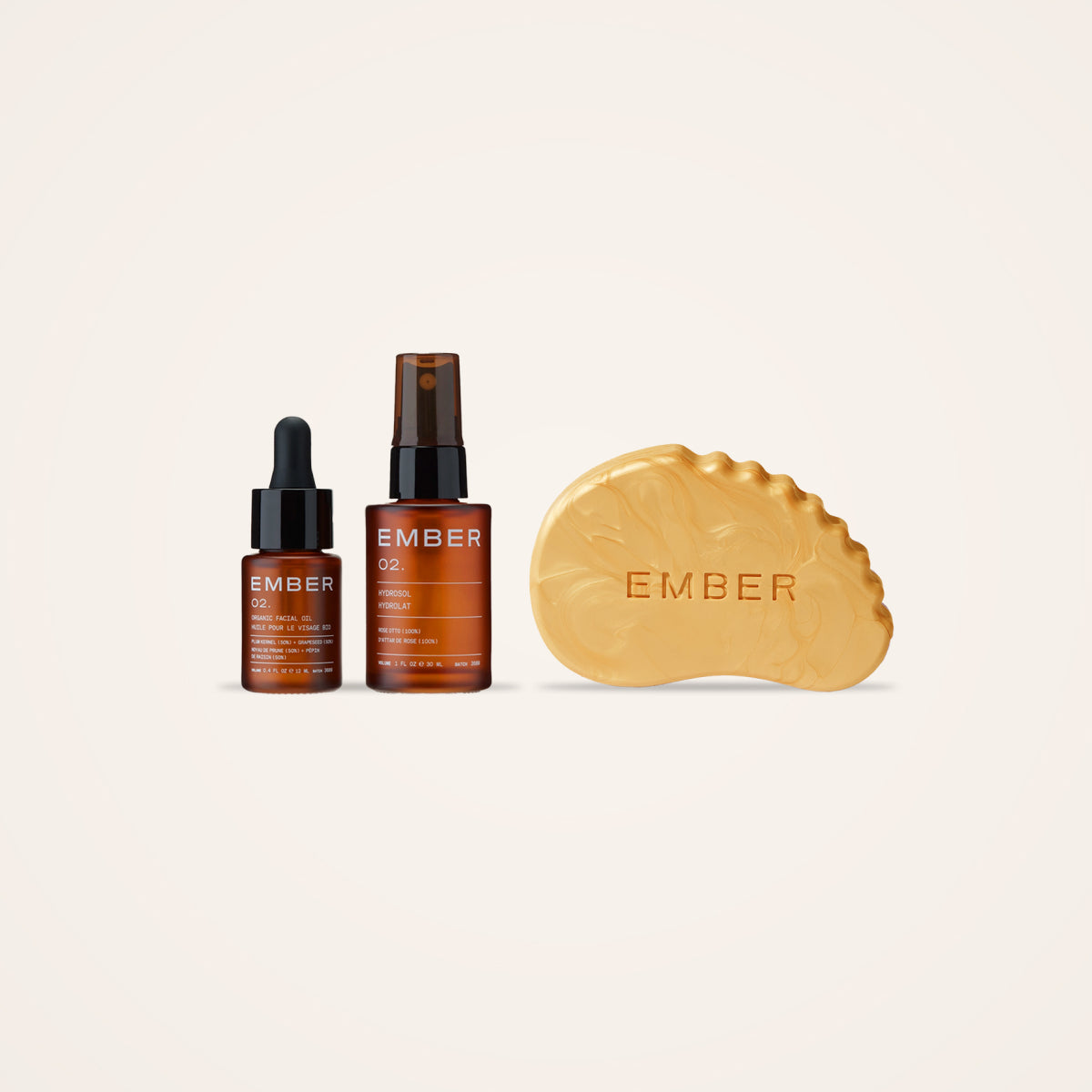 Ember Wellness Daytime Glow Set featuring 02/ Oil + Water Duo, The Sculpt & Glow Bar in sunstone