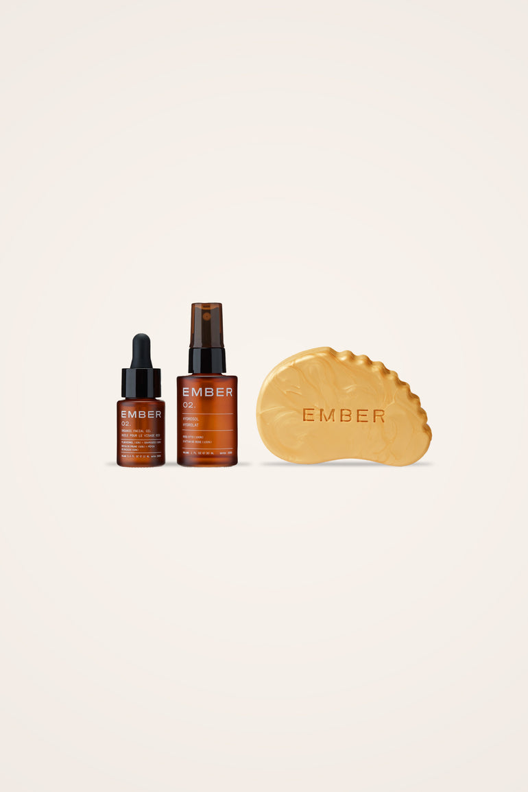 Ember Wellness Daytime Glow Set featuring 02/ Oil + Water Duo, The Sculpt & Glow Bar in sunstone