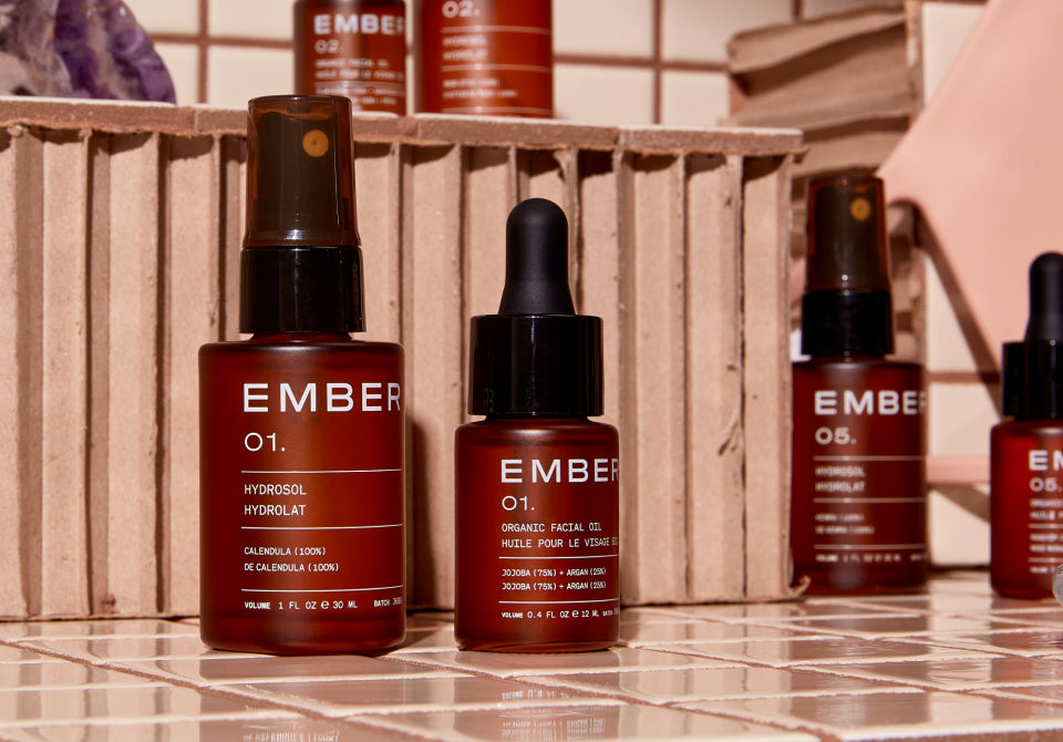 Ember's 01/ Oil & Water Duo. Great for all skin types, including sensitive skin and those with eczema. Paired with our Calendula Hydrosol known for soothing and lasting hydration.