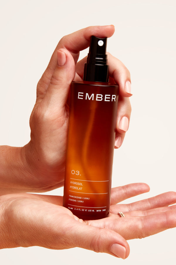 Ember's Frankincense Hydrosol, made from pure, sustainably sourced plant waters that deliver hydration to the face, neck, and décolletage.