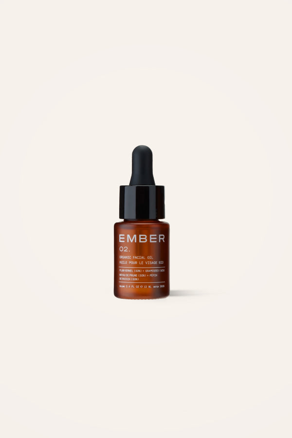 Ember's Plum Kernel and Grapeseed Facial Oil, a skin-supportive oil that delivers free radical protection with deeply nourishing antioxidants that help to even skin tone.