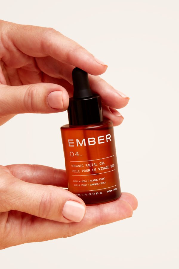 Ember's Marula and Almond Facial Oil, a hydrating oil for skin looking for intense hydration and smoothing.